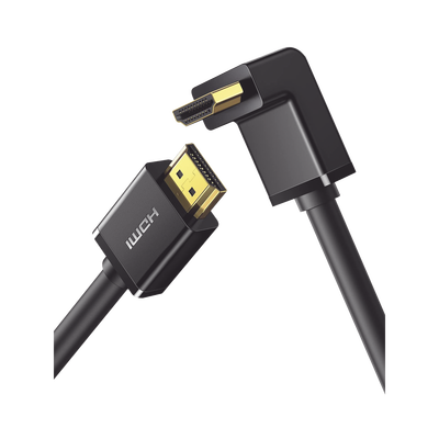 Cable HDMI 2.0 en Angulo de 90° / 2 m / 4K@60Hz / HDR / 3D / HEC (Canal Ethernet HDMI) / ARC (Canal de Retorno de Audio / CEC / 32 canales de Audio / HDCP 2.2 / Dolby Atmos / 18 Gbps / Blindaje Múltiple
