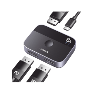 Conmutador DP 1.4 8K | Display Port Splitter 2 Entradas a 1 Salida | Bidireccional | 3D | HDR10+ | Dolby Atmos | 240Hz | 48Gbps | Compatible Free-Sync/G-Syng | Sincronización de Audio | Potentes Chips de Última Generación.