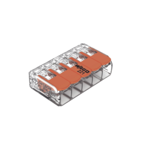 Conector Eléctrico / Borne de Conexión con Palancas / 5 Puntos / 32A 450V / CAGE CLAMP® / Policarbonato Transparente / Para 0.14-4 mm²