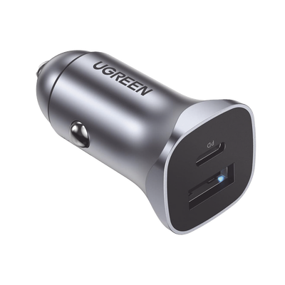 Cargador de Auto 24W | Puerto USB-A y USB-C | Carga Rápida | Compatible con Vehículos de 12 y 24 VCD | PD3.0 + QC3.0 | Indicador Led | Diseño Compacto | Chip Inteligente | Caja de Aluminio