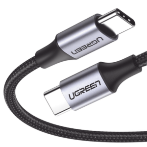 Cable USB-C a USB-C | 1 Metro (3.28 Pies) | Transferencia de Datos de 480 Mbps | Carga Rápida de Hasta 60W | QC 4.0/3.0/2.0 | PD3.0 | FPC | AFC | Protección Integrada | Caja de Aluminio | Nylon Trenzado | Color Negro