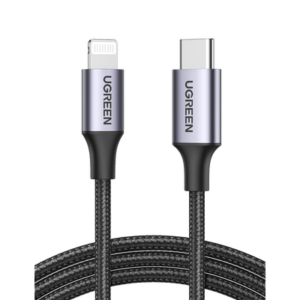 Cable USB-C a Lightning | 2 Metros (6.56 Pies) | Certificado MFi | Carga Rápida 60W | 480 Mbps | Conector C94 | Adecuado para iPhone, iPad y iPod | Protección Integrada | Caja de Aluminio | Nylon Trenzado | Color Negro