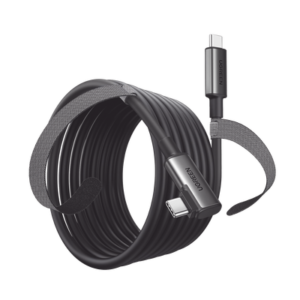 Cable USB-C a USB-C (Cable Link) | 5 metros (16 pies) | Transferencia de Alta Velocidad | Carga Rápida | Un Extremo Angulado | Caja de Aluminio | Nylon Trenzado.