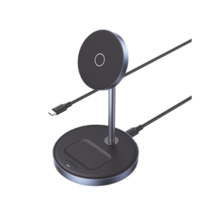 Soporte de Carga Inalámbrica | 3 en 1 | Compatible con MagSafe | Perfecto para iPhone y AirPods | Carga Rápida Adaptativa /Simultanea | Múltiples Protecciones | Luz Indicadora LED | Aleación de Aluminio | Incluye Cable