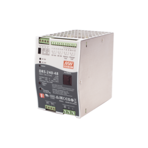 Fuente de Poder Industrial de 240W con Cargador de Baterías, salida 48Vcc, 5A, para montaje Riel Din
