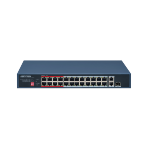 Switch PoE+ / No Administrable / 24 Puertos 10/100 Mbps PoE+ / 2 Puertos 1000 Mbps Uplink / 1 Puerto SFP Uplink / Modo Extendido hasta 300 Metros / 230 W