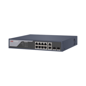 Switch PoE+ / Administrable / Uso en Rack / 8 Puertos 10/100 PoE+ / 2 Puertos 1000 Mbps Uplink / 2 Puertos SFP / Configuración Nube desde Hik-PartnerPro / Modo Extendido hasta 300 Metros / 125 W