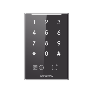 Lector de Tarjetas PROX EM y de Códigos QR / Teclado para Contraseña / Compatible con Controladores DSK2600 Series Hikvision / Comunicación RS485 y WIEGAND / IP65