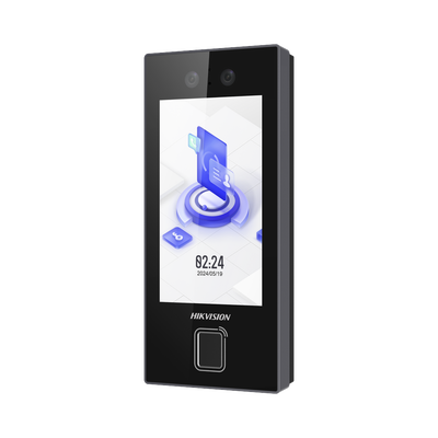 Terminal Facial Min Moe con LECTOR DE HUELLAS y Tarjetas PROX EM / 3000 Rostros / 3000 Huellas / Pantalla 4.5" / Administrable en la Nube con HikConnect Teams / Exterior IP65 / PoE / WiFi / HIK-IA / SIP Estandar