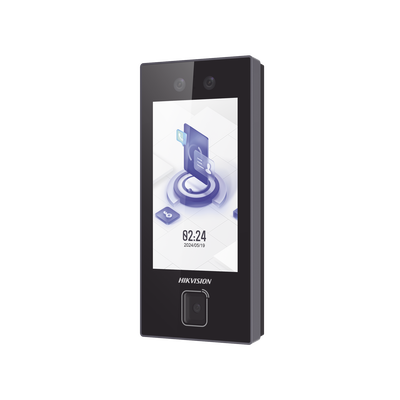 Terminal Facial Min Moe con LECTOR DE QRs FISICO Ultra Rápido y Tarjetas MIFARE / 3000 Rostros / Pantalla 4.5" / Administrable en la Nube con HikConnect Teams / Exterior IP65 / PoE / WiFi / HIK-IA / SIP Estandar