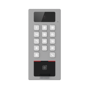 Terminal de Control de Acceso / Videoportero Multiapartamento Llamada a App / Teclado / Exterior Antivandálico IP65 & IK09 / Huella, Tarjeta, Código QR, PIN o App Hik-Connect / Cámara 2 MP compatible con NVRs