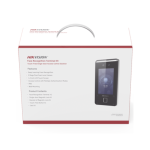 Kit de Control de Acceso TODO INCLUIDO con Lector de Rostros, QRs , Tarjetas y Huellas / 3,000 Rostros / Compatible con App Hik-Connect / Videoportero / Incluye Electroimán Botón de Salida y Montajes Z y L para imán / HIK-IA