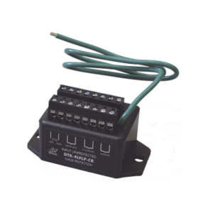 Protector para lazo de 4 pares, para aplicaciones de lectores con formato wiegand : 2 de alimentación de 12 / 24 Vcc, 1 de datos 5 Vcc, 1 señal de 1 Vcc.