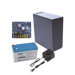 Kit con fuente PLB2 con salida de 12 Vcc a 2.5 Amper, incluye transformador y batería de 12 V a 7 Amper