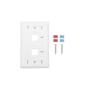 Placa de Pared de 2 Puertos, Keystone, con Espacio para Etiqueta, Color Blanco