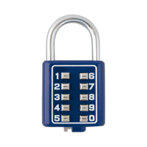 Candado Digital de Combinación M40 / No Requiere Llave / Combinación única integrada por 4 dígitos / Color Azul.