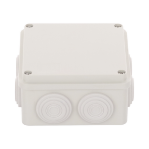 Caja Derivación-Conexión de Plástico (100 X 100 X 54 mm) con 7 Glándulas de Goma. Para Instalaciones Comerciales, Residenciales e Industriales. Incluye Tornillería para su Tapa.