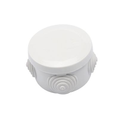 Caja Derivación-Conexión de Plástico Circular con 4 Glándulas de Goma (70 diámetro X 48 alto mm). Para Instalaciones Comerciales, Residenciales e Industriales. Cerrado a Presión.