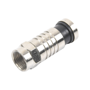 Conector F Macho de Compresión para cable RG-59, Cuerpo de Bronce Niquelado.