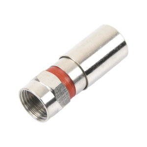 Conector F Macho de Compresión, Metálico para cable RG-59, Cuerpo de Bronce Niquelado.