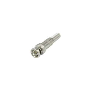 Conector BNC macho de 75 Ohm, con base de resorte para montar a presión cable coaxial RG-59/ Níquel/ Oro/ Teflón.