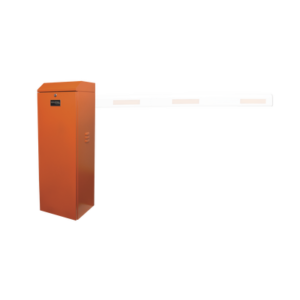 Barrera vehicular derecha / Soporta brazo de hasta 3 m / Apertura en 1.5 s /Final de carrera ajustable por programación / Movimiento fluido / Diseño elegante color naranja