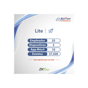 LICENCIA lite de BIOTIME CLOUD 2.0 / 25 USUARIOS / 3 DISPOSITIVOS (Licencia Anual)