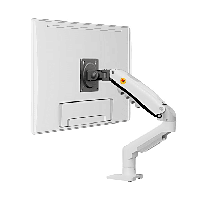 Brazo Ajustable para Monitor Ergonómico / Compatible con Monitores de 17" - 30" / Capacidad de Peso hasta 9 kg / Rotación 360° / Inclinación +85° a -30° / Giro 180° / Ajuste de Resorte de Gas / Color Blanco
