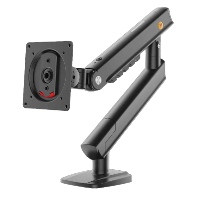Brazo Ergonómico para Monitor / Soporte 17"-32" / Carga 2-7 kg / Ajuste de Tensión / Rotación ±90° / Instalación Abrazadera o Pasacables